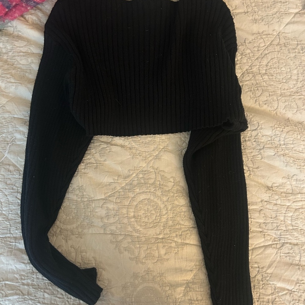 Edikted Black Ribbed Shrug - Picture 2 of 2